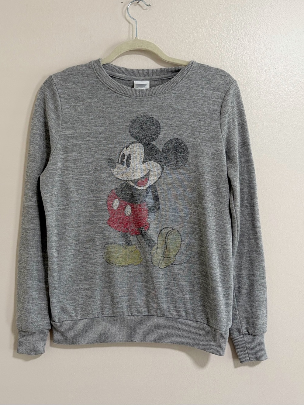 Disney Mickey Mouse Burn Out Grey Sweater Size XS